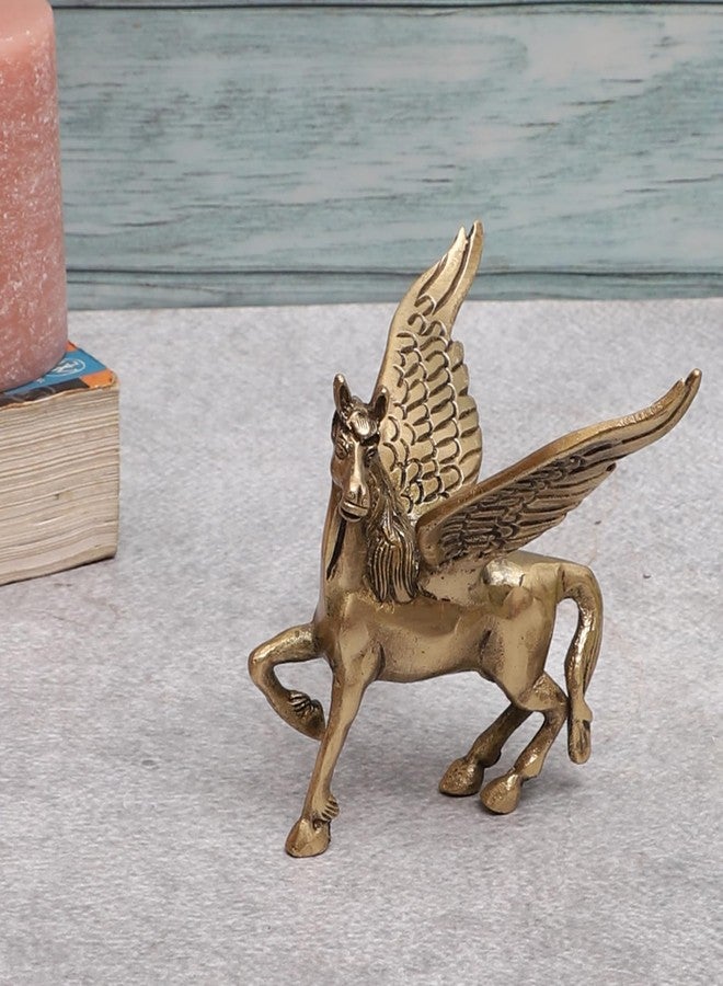 Two Moustaches Brass Flying Angel Horse Showpiece, Showpiece for Home Decor, Living Room Decor, Standard, Antique, Pack of 1 - Image 3